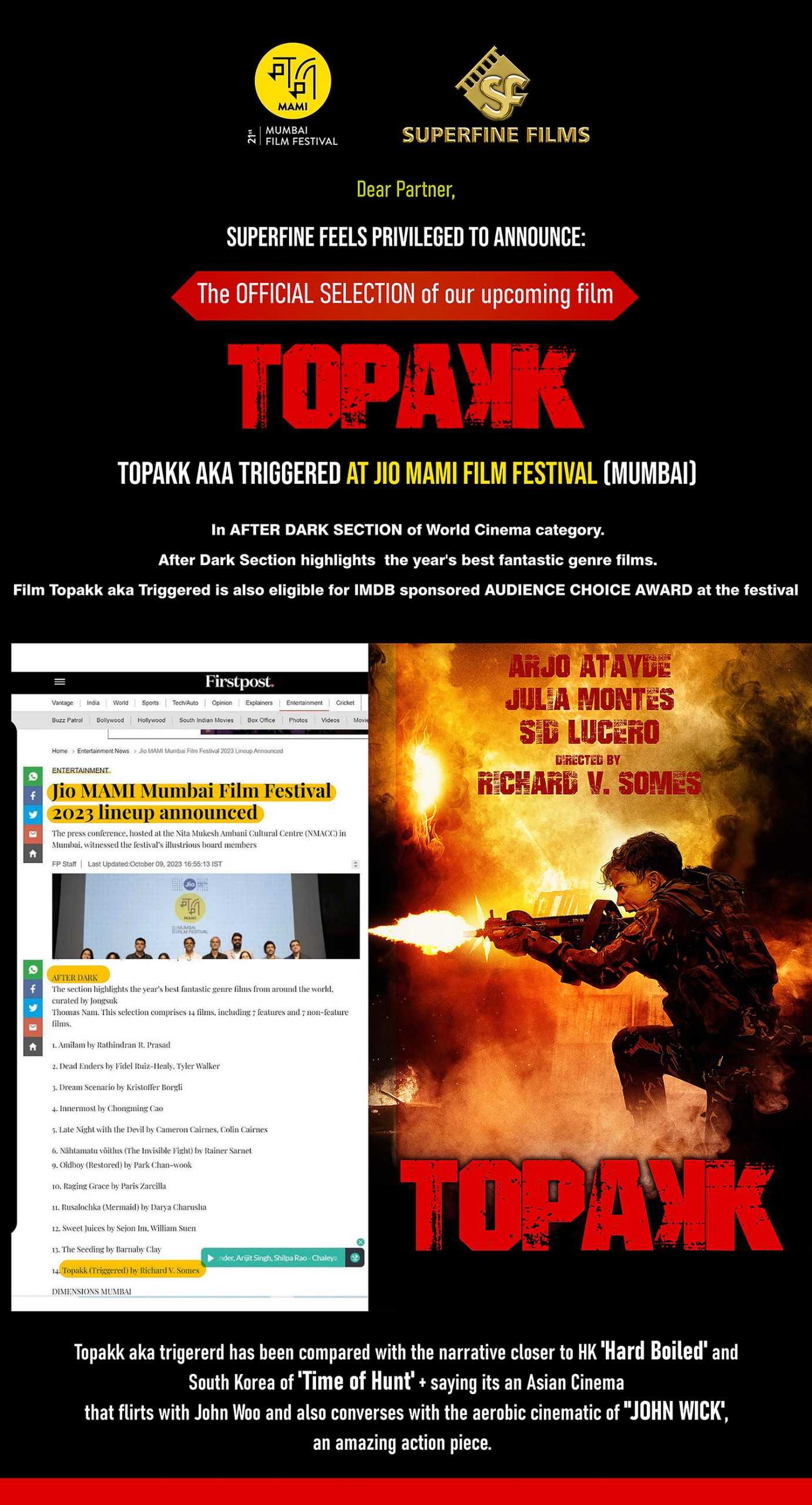 Official Jio MAMI 2023 Festival selection - TOPAKK aka TRIGGRED